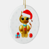 Kerstgouden kattenkattenkat cartoon keramisch ornament (Rechts)