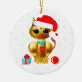 Kerstgouden kattenkattenkat cartoon keramisch ornament (Voorkant)