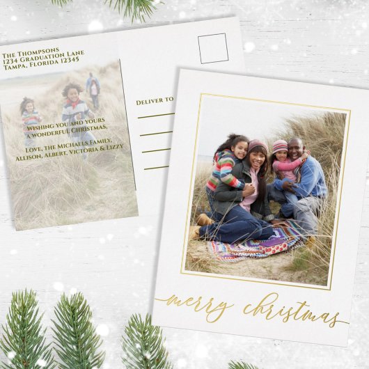 Kerstgouden kerst met elegante kerst folie feestdagen briefkaart