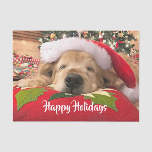 Kerstgouden koortsnaveldog onder de boom tissuepapier (Voorkant)