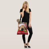 Kerstgouden koortsnaveldog onder de boom tote bag (Op model)