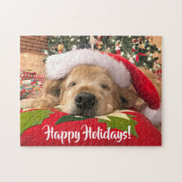 Kerstgouden koortsnavelstaarhond slaapt onder de b legpuzzel