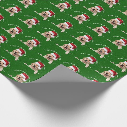 Kerstgouden koortsretriever lipstick Kisses Cadeaupapier (Hoek)