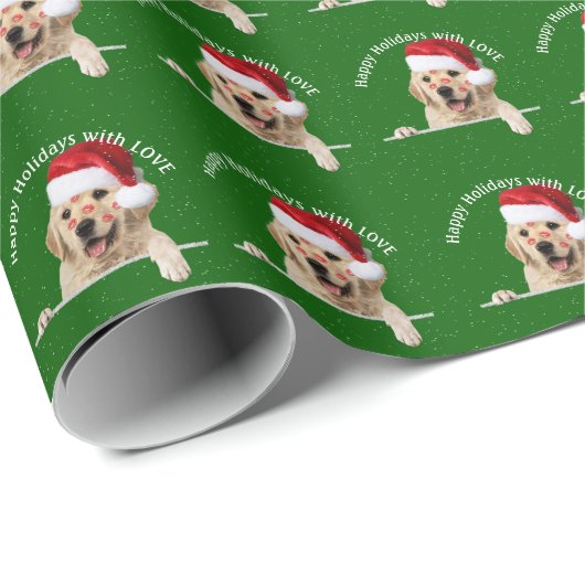 Kerstgouden koortsretriever lipstick Kisses Cadeaupapier (Rol Hoek)