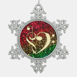 Kerstgouden muziek Clef Heart Holiday Ornament