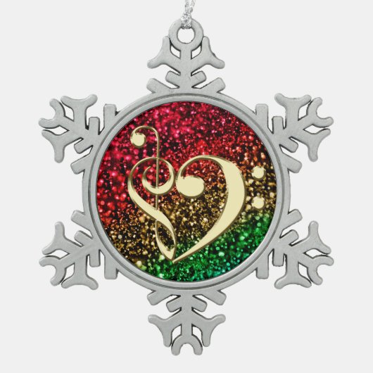 Kerstgouden muziek Clef Heart Holiday Ornament (Voorkant)
