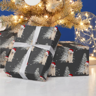 Kerstgouden omloopmachine en boomkappen cadeaupapier