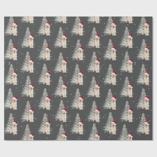 Kerstgouden omloopmachine en boomkappen cadeaupapier (Vlak)