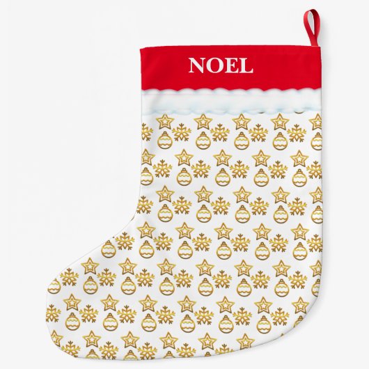 Kerstgouden patroon op wit en rood grote kerstsok (Achterkant)
