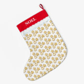 Kerstgouden patroon op wit en rood grote kerstsok (Achterkant (Hangend))