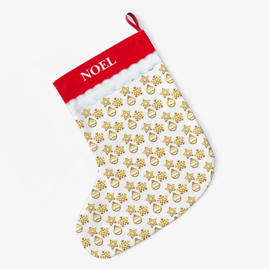 Kerstgouden patroon op wit en rood grote kerstsok (Achterkant (Hangend))