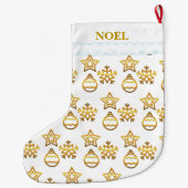 Kerstgouden patroon op wit grote kerstsok (Achterkant)