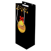 kerstgouden poka Dots Wijn Cadeautas (Voorkant Gekanteld)