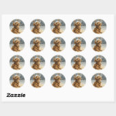 kerstgouden reckettingen ronde sticker (Vel)