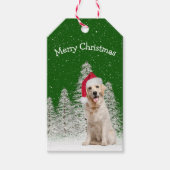 kerstgouden reclametraal in sneeuwvlokken cadeaulabel (Voorkant)