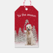 kerstgouden reclametraal in sneeuwvlokken cadeaulabel (Voorkant)