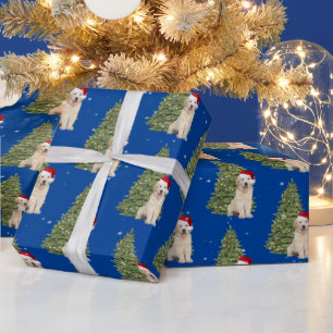 kerstgouden reclametraal in sneeuwvlokken cadeaupapier