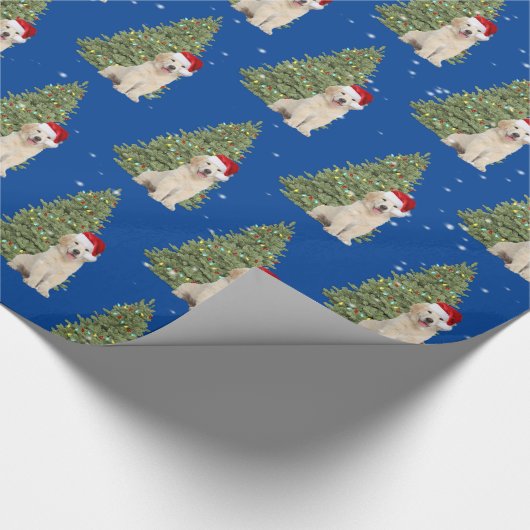 kerstgouden reclametraal in sneeuwvlokken cadeaupapier (Hoek)