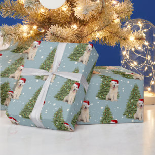 kerstgouden reclametraal in sneeuwvlokken cadeaupapier