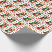 kerstgouden reclametraal in sneeuwvlokken cadeaupapier (Hoek)