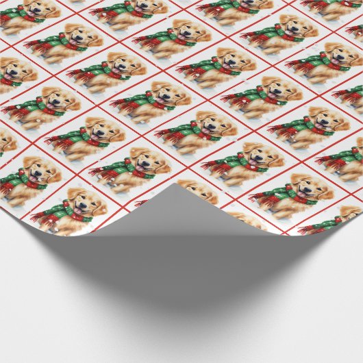 kerstgouden reclametraal in sneeuwvlokken cadeaupapier (Hoek)