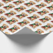 kerstgouden reclametraal in sneeuwvlokken cadeaupapier (Hoek)