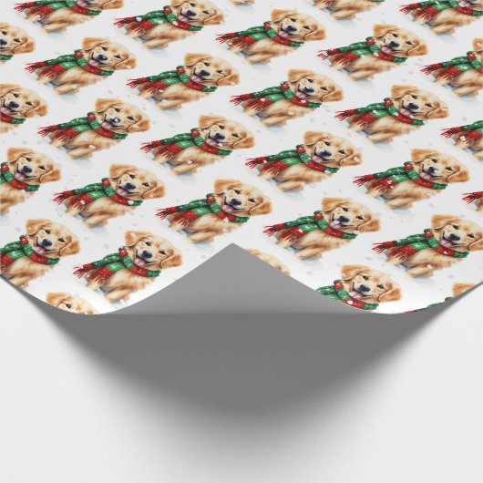 kerstgouden reclametraal in sneeuwvlokken cadeaupapier (Hoek)