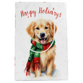 kerstgouden reclametraal in sneeuwvlokken medium cadeauzakje (Voorkant)