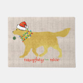 Kerstgouden reclantaarnaughty, Nice Burlap Deurmat (Voorkant)