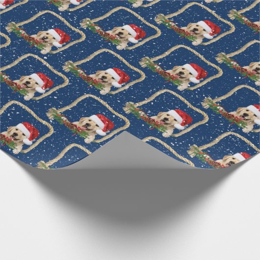 Kerstgouden rector in het lijst van touw cadeaupapier (Hoek)