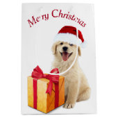 Kerstgouden rector met cadeau medium cadeauzakje (Voorkant)