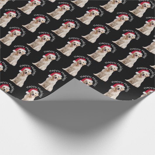 Kerstgouden rector op zwart cadeaupapier (Hoek)