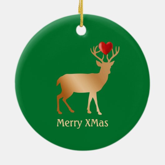 Kerstgouden rendier groen keramisch ornament (Achterkant)