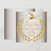 Kerstgouden rendierpartij kaart (Voorkant / Achterkant)