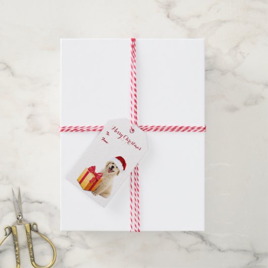 KerstGouden Retriever Cadeaulabel (Met Touw)
