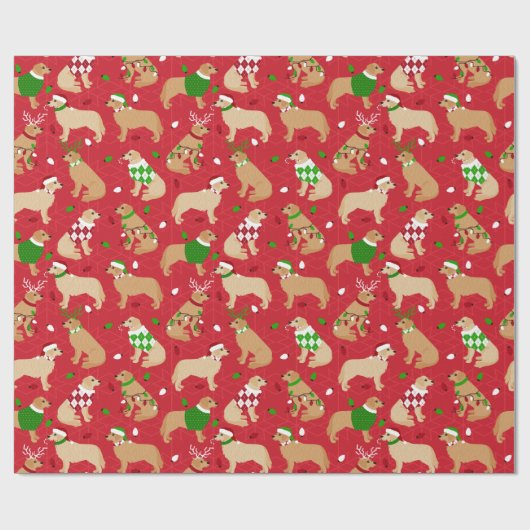 KerstGouden Retriever  Cadeaupapier (Vlak)