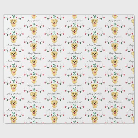 KerstGouden Retriever Cadeaupapier (Vlak)