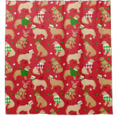 KerstGouden Retriever Douchegordijn (Voorkant)