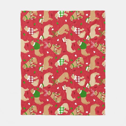 KerstGouden Retriever Fleece Deken (Voorkant)