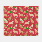 KerstGouden Retriever Fleece Deken (Voorkant (Horizontaal))