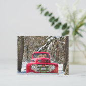 KerstGouden Retriever in Retro Truck Feestdagenkaart (Staand voorkant)
