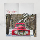 KerstGouden Retriever in Retro Truck Feestdagenkaart (Voorkant / Achterkant)