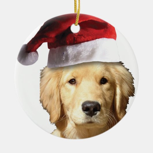 KerstGouden Retriever Keramisch Ornament (Voorkant)