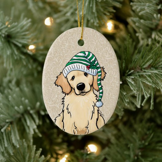 KerstGouden Retriever Keramisch Ornament (Boom)