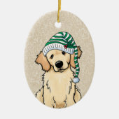 KerstGouden Retriever Keramisch Ornament (Voorkant)