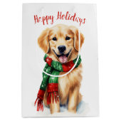 KerstGouden Retriever Medium Cadeauzakje (Voorkant)