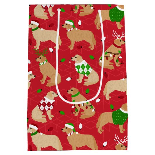 KerstGouden Retriever  Medium Cadeauzakje (Achterkant)