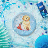KerstGouden Retriever Papieren Bordje (Feest)