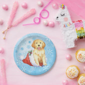 KerstGouden Retriever Papieren Bordje (Feest)