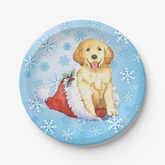KerstGouden Retriever Papieren Bordje (Voorkant)